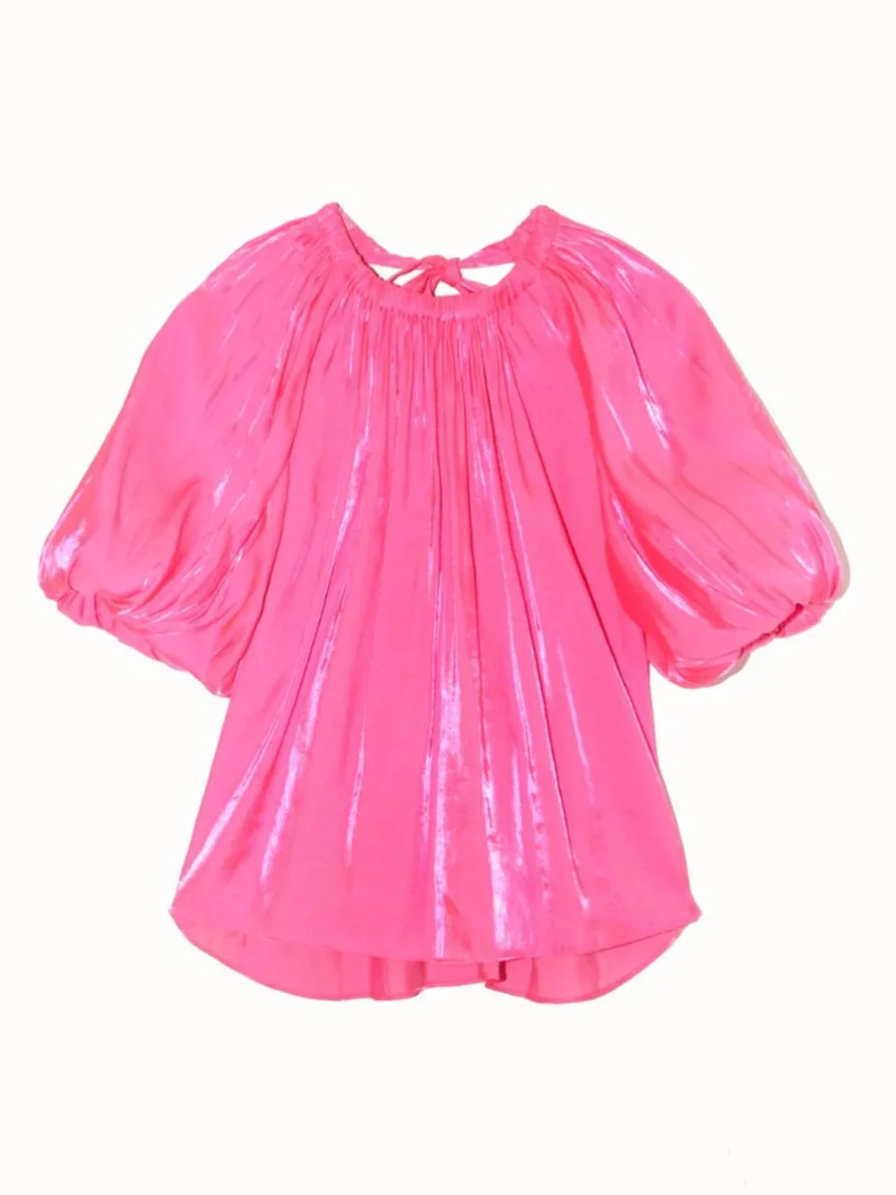 Ulla Johnson Flo Top Dahlia Pink Iridescent Puff Sleeve Size 8